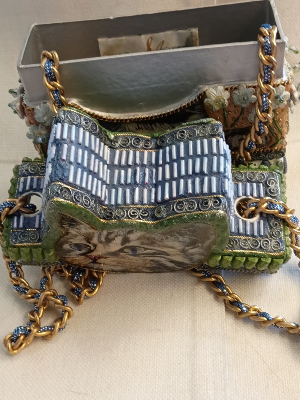 Mary Frances Blue and Green Cat Crossbody Bag - Picture 7 of 9